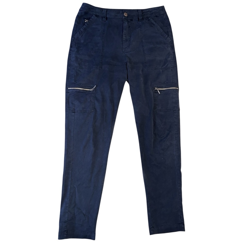 Soft Surroundings Navy Straight Leg Zippered Cargo Pants Size 8